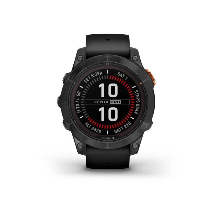 GARMIN - Fenix 7 Pro Solar Edition - Reloj inteligente de alto rendimiento - Acero, gris con correa negra