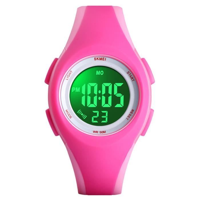 Reloj deportivo digital LED SHARPHY para niñas - Regalo de Navidad para niños - Rosa