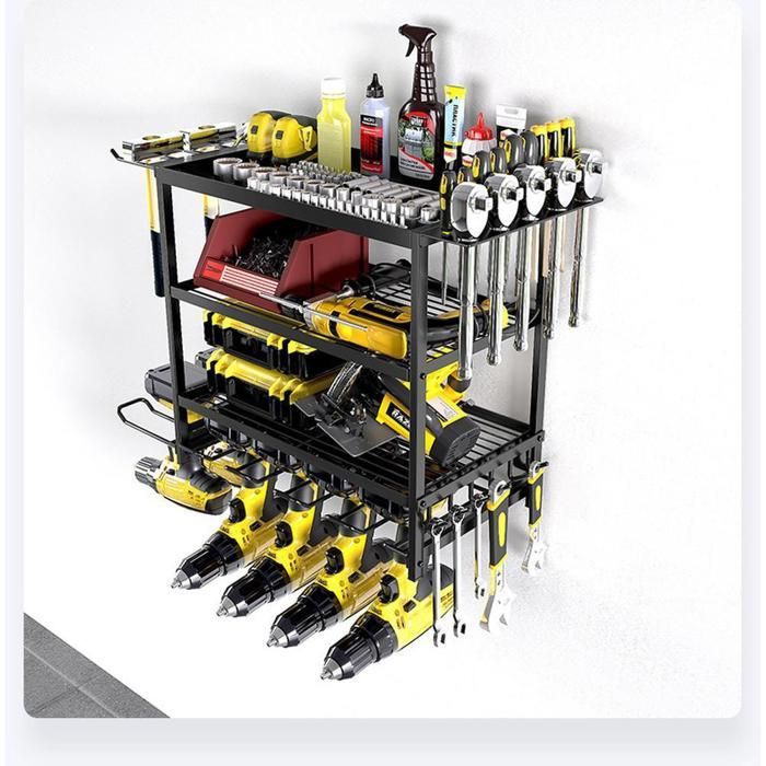 Power Tool Storage - Drill Tool Holder, with Stand and Shelf, for Garage, Workshop, Warehouse (59.5*24.5*41.5cm)