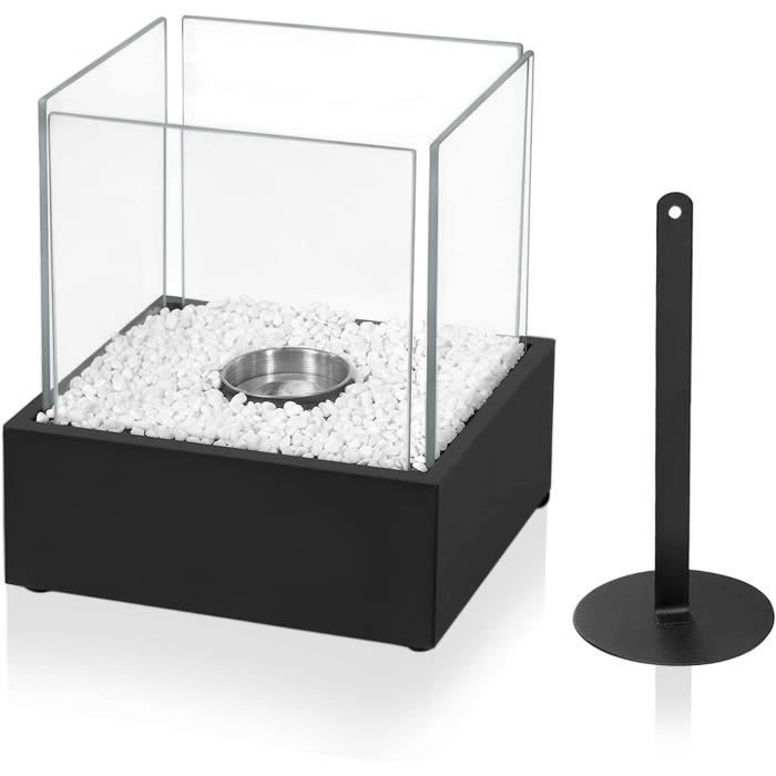 Chimenea de bioetanol portátil - 24,5 cm x 20,5 cm x 28,7 cm - Uso interior y exterior - Ambiente cálido