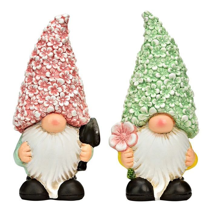 Juego de 2 gnomos de jardín de magnesio, 21 cm.