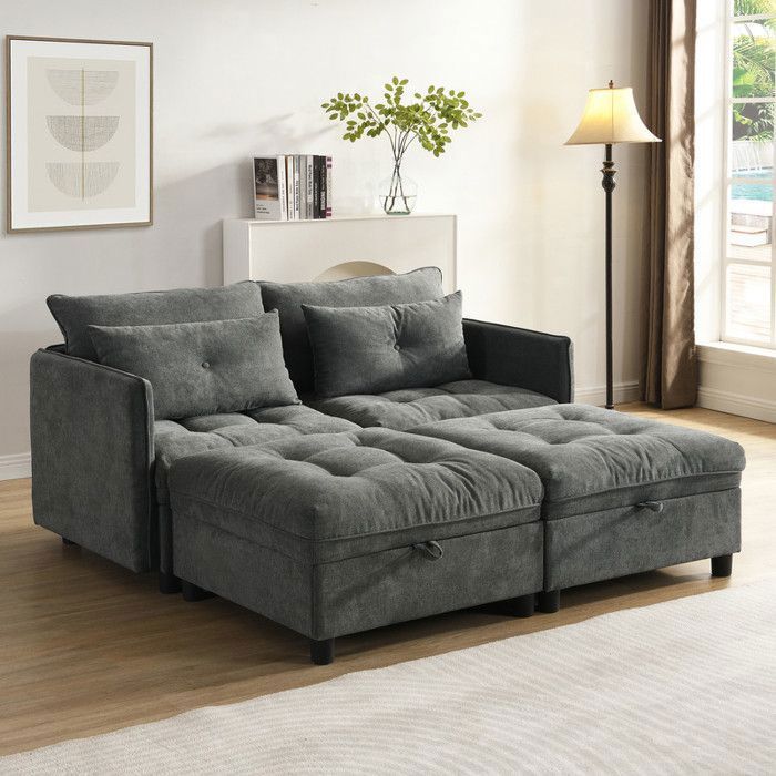 Set di divani modulari a 4 posti - pianificazione flessibile dello spazio con combinazione divano-letto - grigio