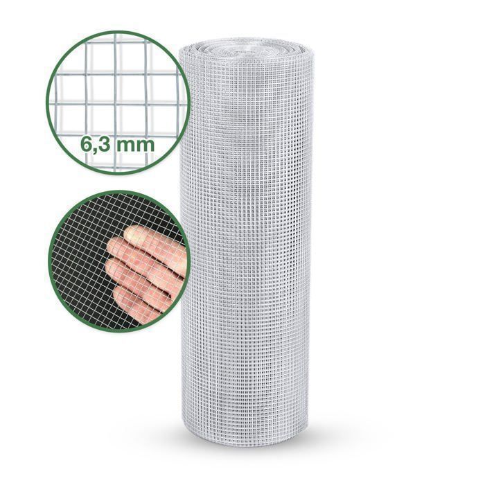Recinzione metallica 100 cm x 5 m, maglia fine, zincata, dimensione maglia: 6,3 x 6,3 mm