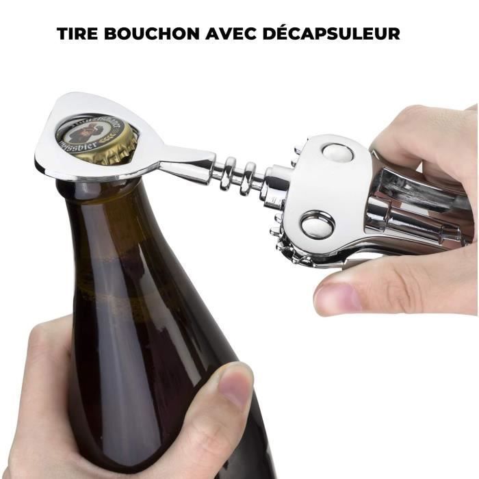 Tire Bouchon - Ouvre-Bouteilles - Décapsuleur - en Alliage de Zinc - Anti-dérapantes - Coffrets cadeaux - Argenté - RIWILL