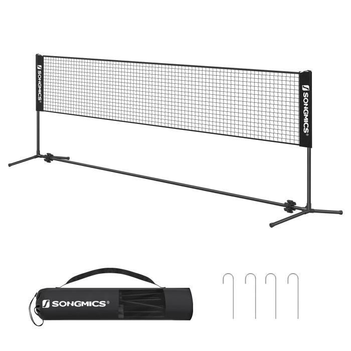 SONGMICS Badminton Net, Foldable, Easy to Assemble, Easy to Transport, Adjustable Height (107 cm, 120 cm, 155 cm)