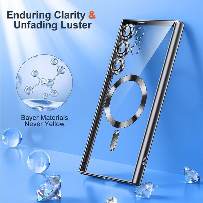 Funda para Samsung Galaxy S25 Ultra - con anillo magnético - Negra + 2 protectores de pantalla de cristal templado - BOOLING®