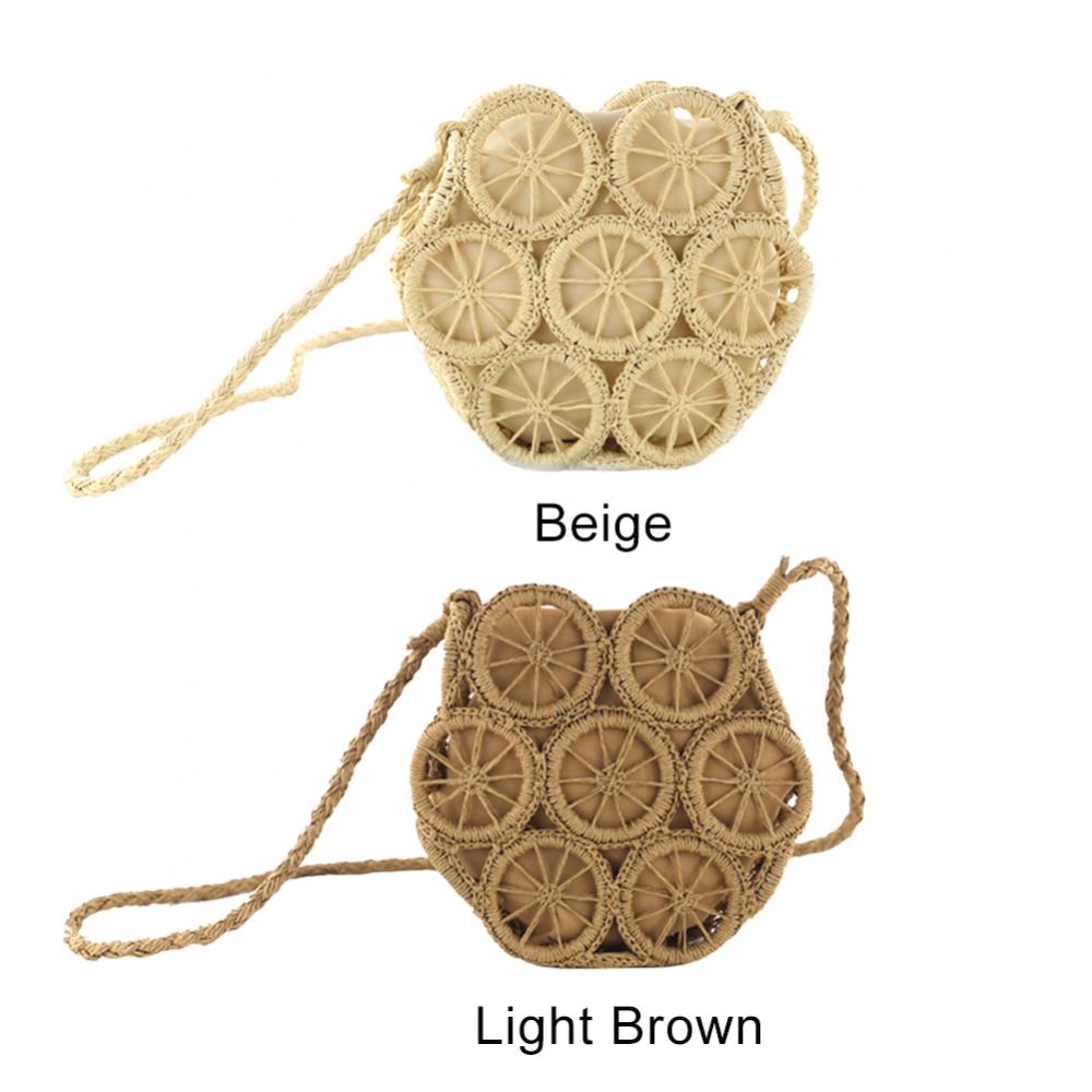 Sac cabas d'été en paille pour femme, sac de plage/voyageur rond, sac bandoulière tissé pour femme, petit sac bandoulière de plage