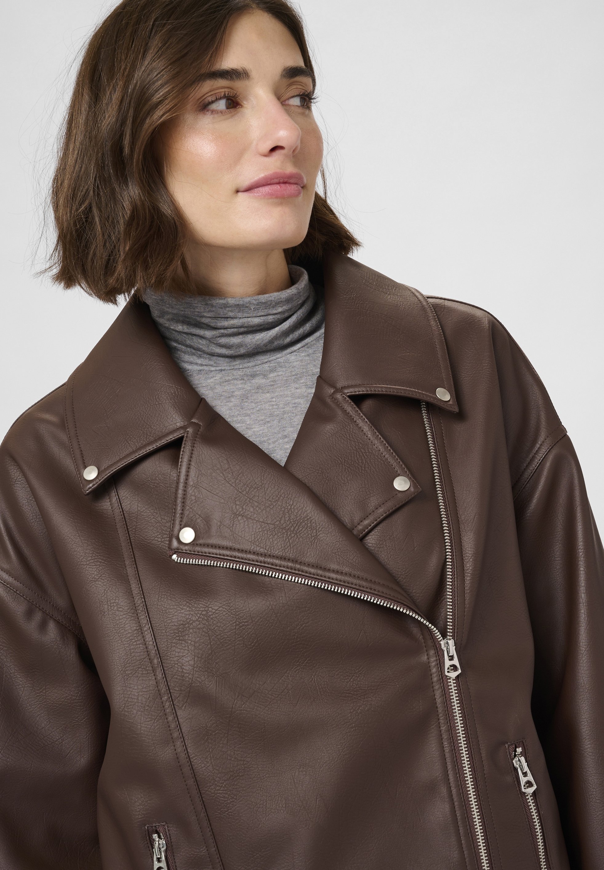 Culture Kunstlederjacke – Kaffeebohne