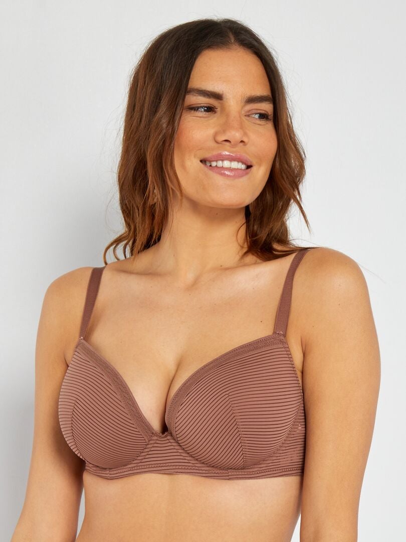 Sutiã D&E Fine Stripe Perforated Microfibra - MARROM