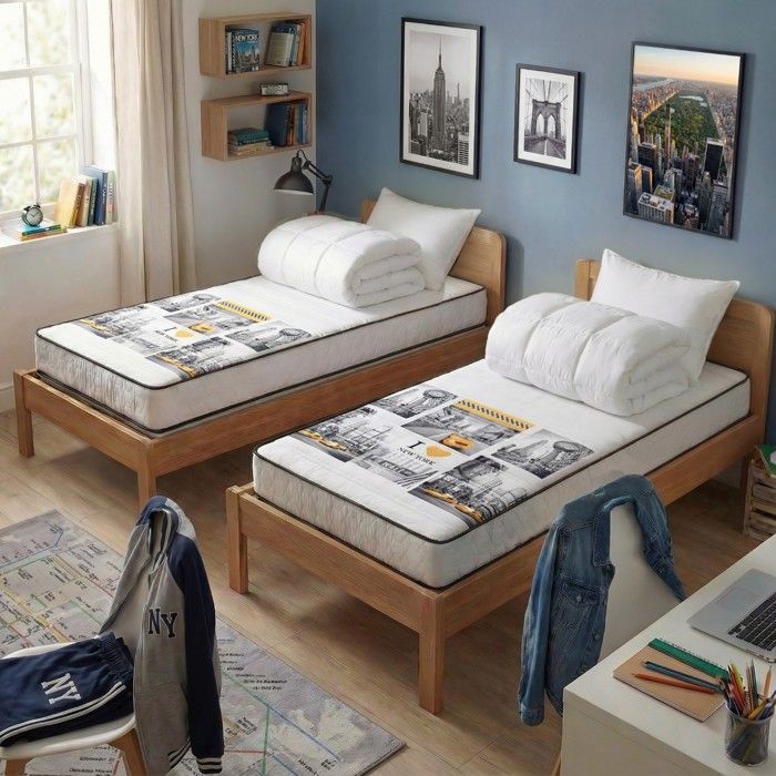 Conjunto Manhattan - Inclui 2 colchões de espuma New York (90x190 cm) + 2 edredons + 2 travesseiros - Fabricado na Bélgica