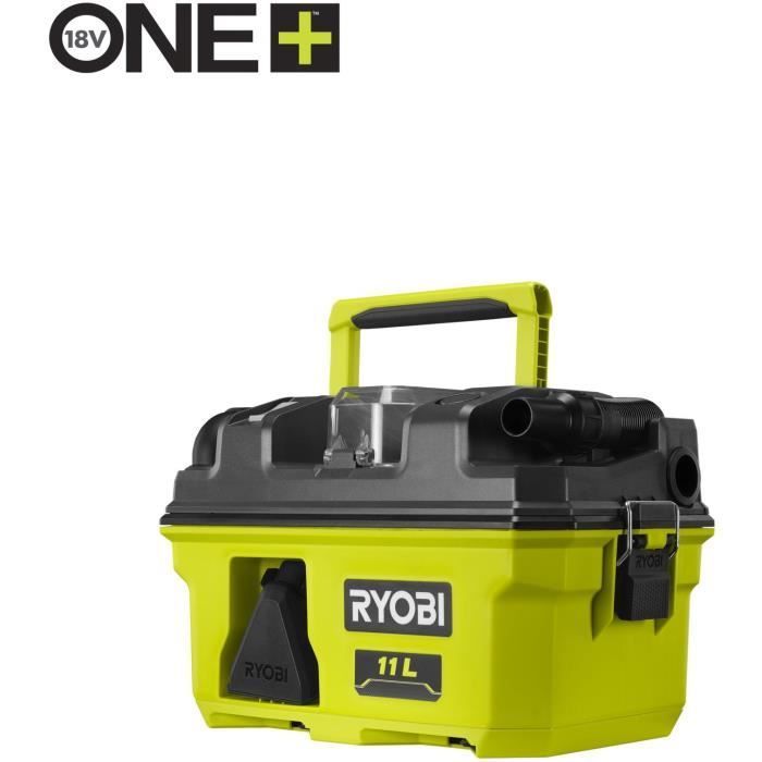 Aspiradora de taller RYOBI ONE+ de 18 V - 11,8 kPa - Depósito de polvo de 11 L - Con accesorios y adaptador para herramientas ONE+ - RV1811