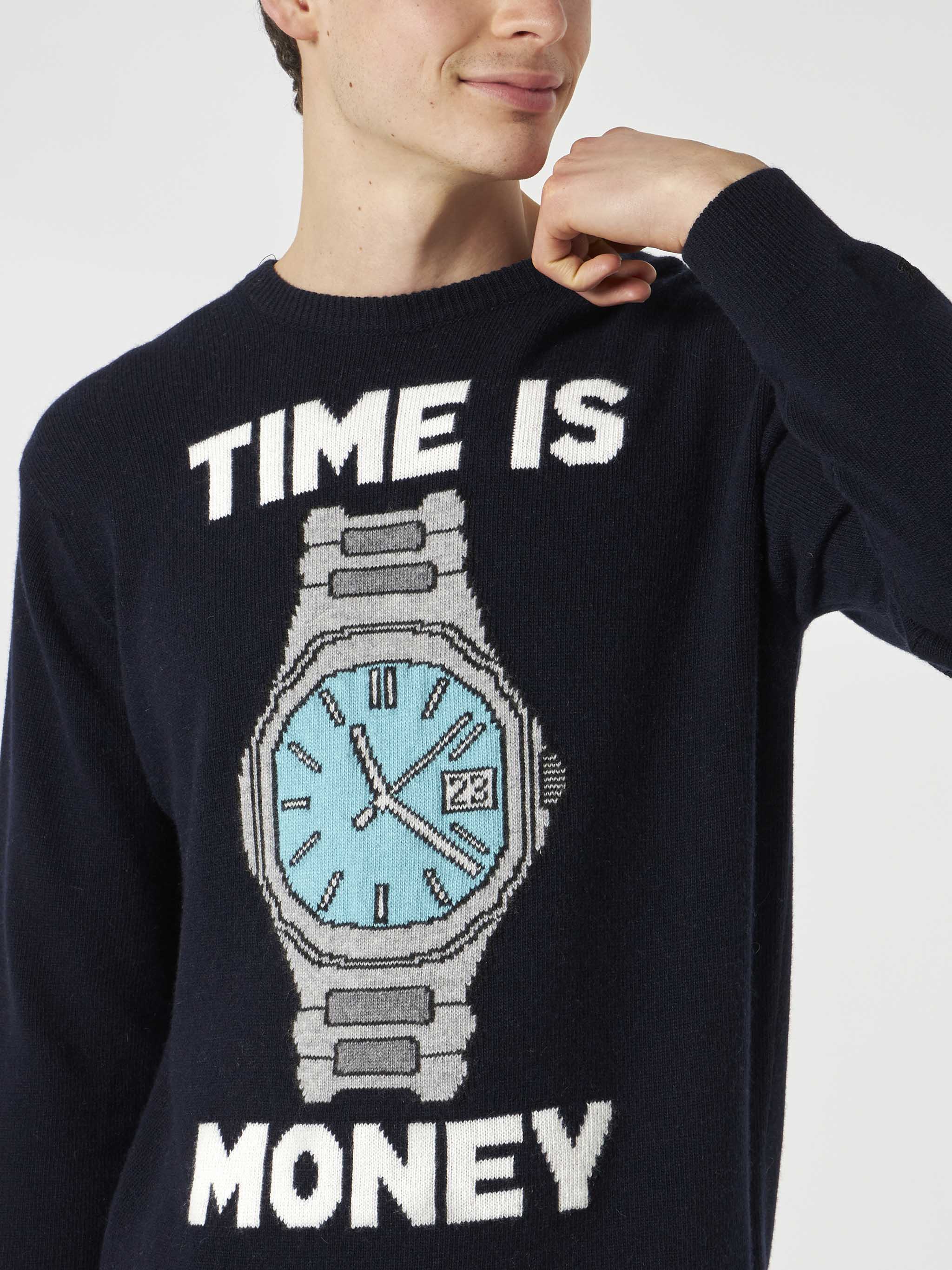 Herentrui met borduursel 'Time is money'