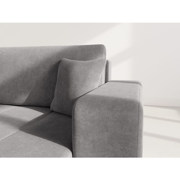 Nicole - Sofá cama panorámico en forma de U de 7 plazas con espacio de almacenamiento en tela - Gris