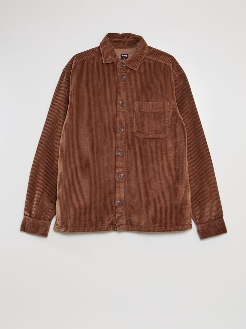 Sobrecamisa recta de terciopelo - MARRÓN