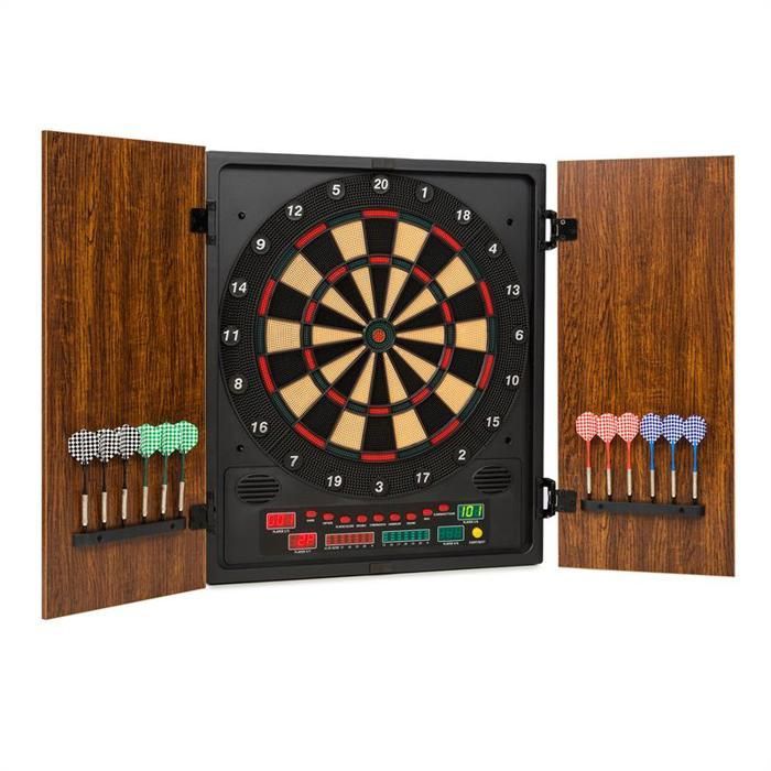 oneConcept Dartmaster 180 Electronic Dartboard with Soft Tips - Brown