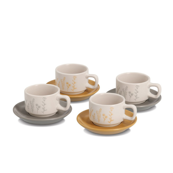 Komplet 4 filiżanek do espresso 70 ml  ze spodeczkami