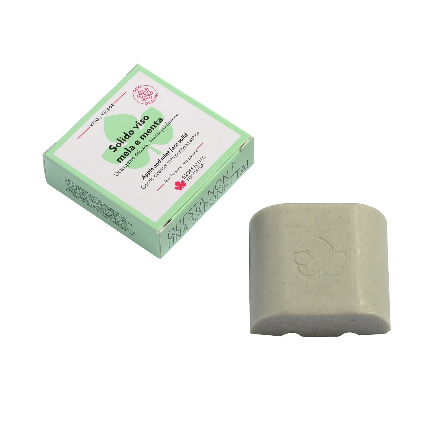 Purificante Solido viso mela e menta - Sapone detergente viso
