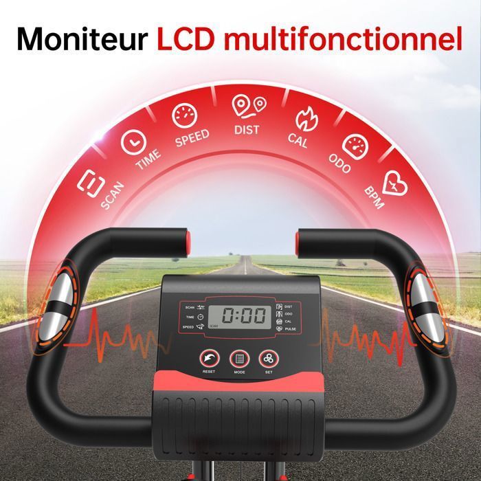 Vélo d'appartement - PASYOU - PX08 - Pliable 4 en 1 - 16 niveaux résistance magnétique - Moniteur LCD