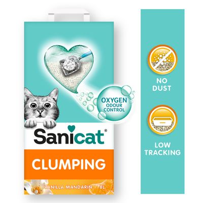 Lettiera agglomerante per gatti Sanicat al gusto di vaniglia e mandarino