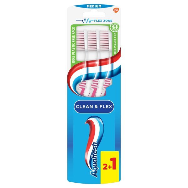 Aquafresh Clean & Flex четкице за зубе средње величине<br>3 комада