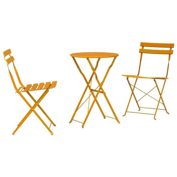 Opklapbare bistroset - BURKE - 3-delig - Mosterd - Staal - 50x50x71 cm - Opklapbare tafel - Opklapbare stoelen