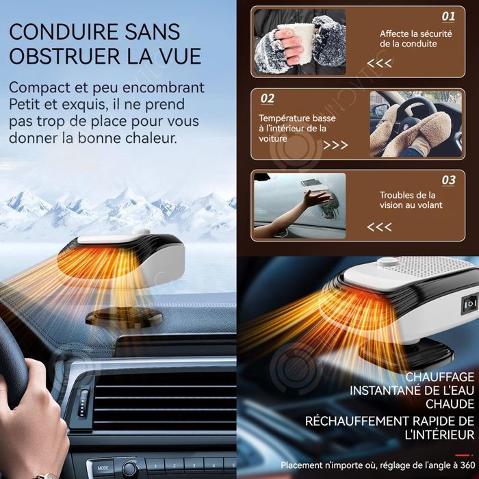 INN Chauffage de voiture 24V 150W 1,4 m fil de à 360 degrés dégivrage désembuage chauffage refroidissement convient aux grosses