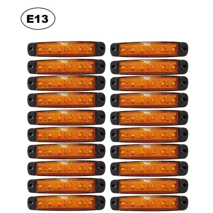 20 luces de posición laterales naranjas de 24 V para camión, remolque, camión volquete, semirremolque, caravana, autocaravana o caravana.