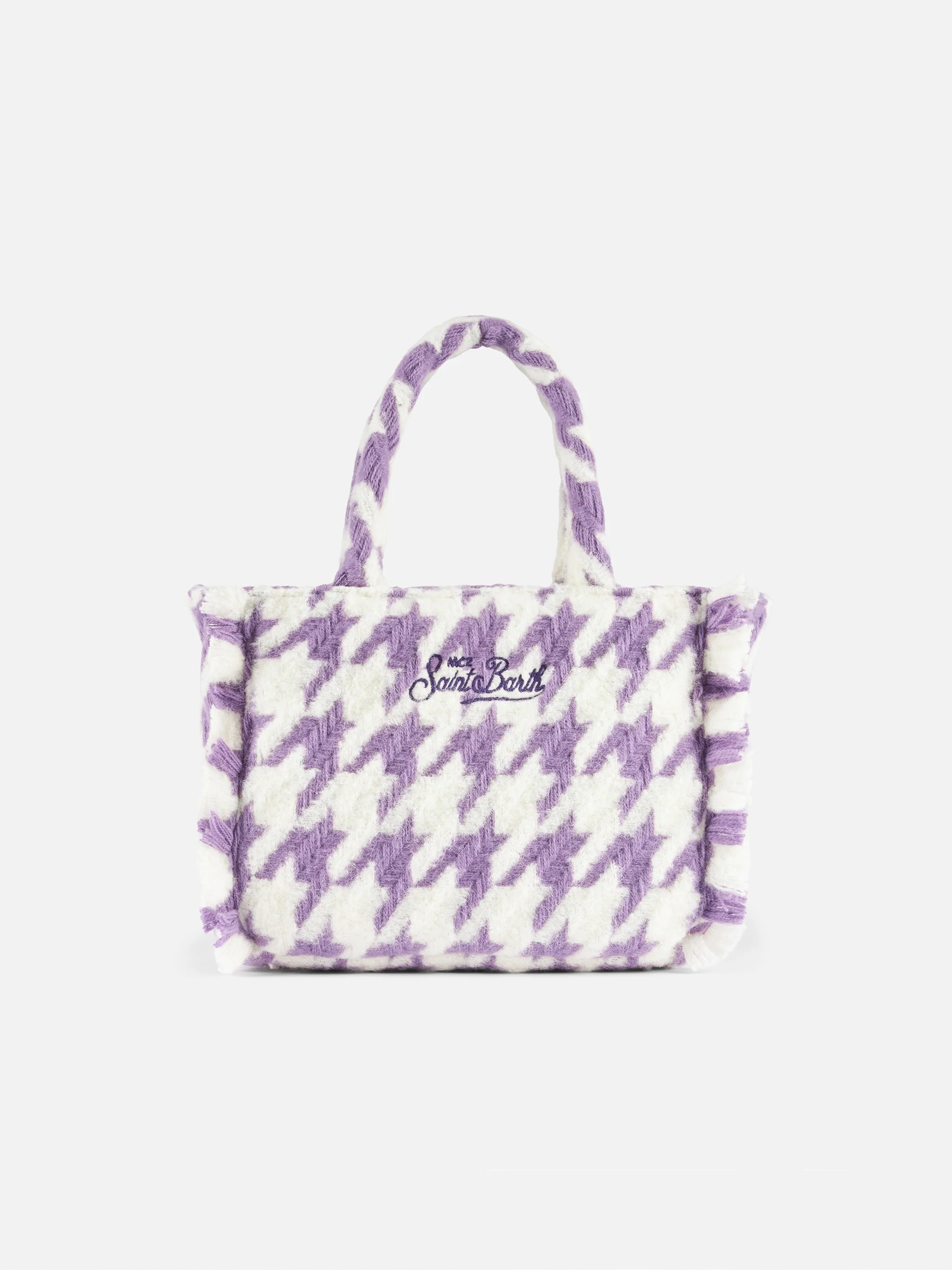 Wooly Colette handtas met franjes en pied-de-poulepatroon
