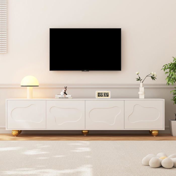 Mueble para TV - LEMONBEST - 180 x 40 x 45 cm - 2 armarios con 4 puertas - Para televisores de hasta 75