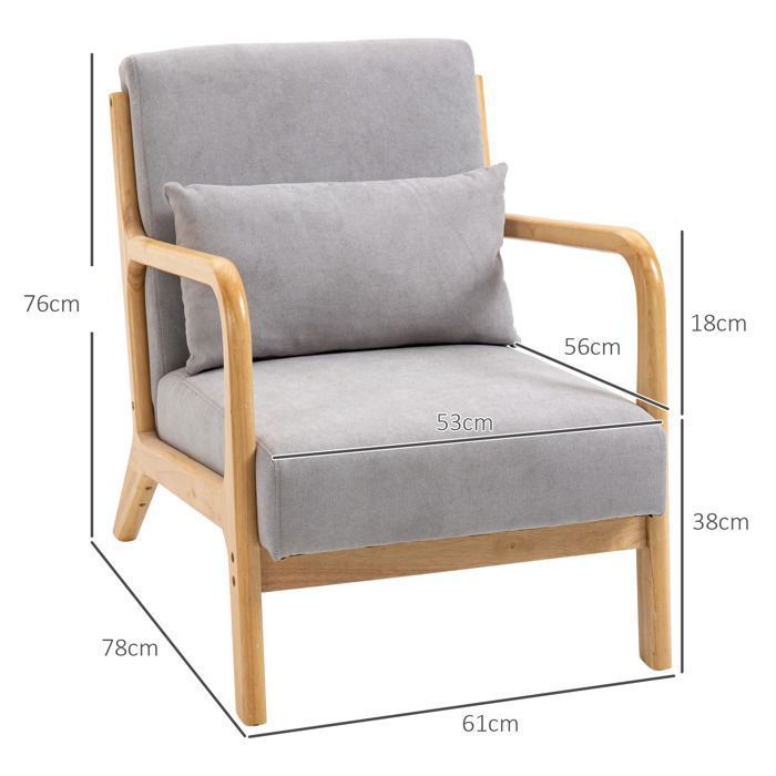 Plaque épaissiefauteuil lounge chair avec accoudoirs, coussin lombaire, chaise longue rembourrée avec cadre en bois, aspect velour