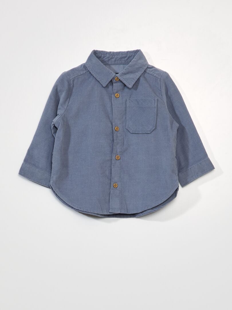 Camisa de veludo de cor sólida - AZUL