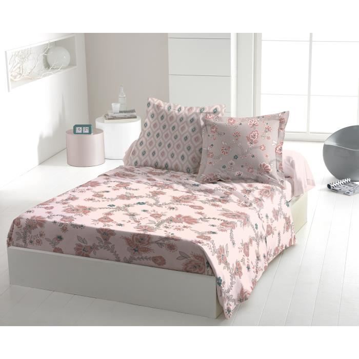 Parure de couette 3 pièces - Housse de couette + 2 taies d'oreiller Marquise -Rose - 240x260 cm - 100% coton - Home Linge Passion