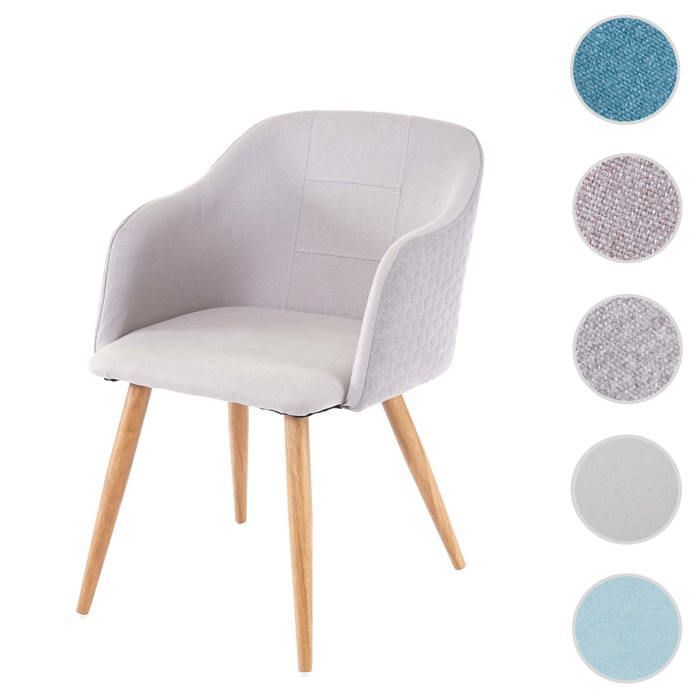 MCW-D71 dining chair with armrests, light grey textile fabric
