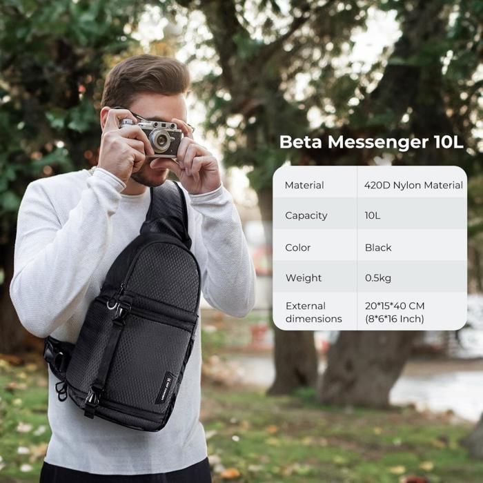 K&F Concept Sac à Bandoulière pour Appareil Photo, Sac Étanche pour Photographie, Sac pour Caméra Appareil Photo DSLR/SLR