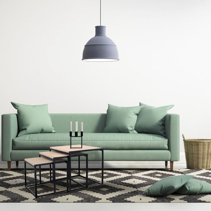 Set van 3 bijzettafels die in elkaar passen - Home Deco Factory - Vierkant - Bruin en zwart