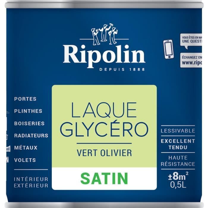 RIPOLIN Glycero Decoratieve Lak voor Binnen- en Buitengebruik - Satijn Olijfgroen, 0,5L