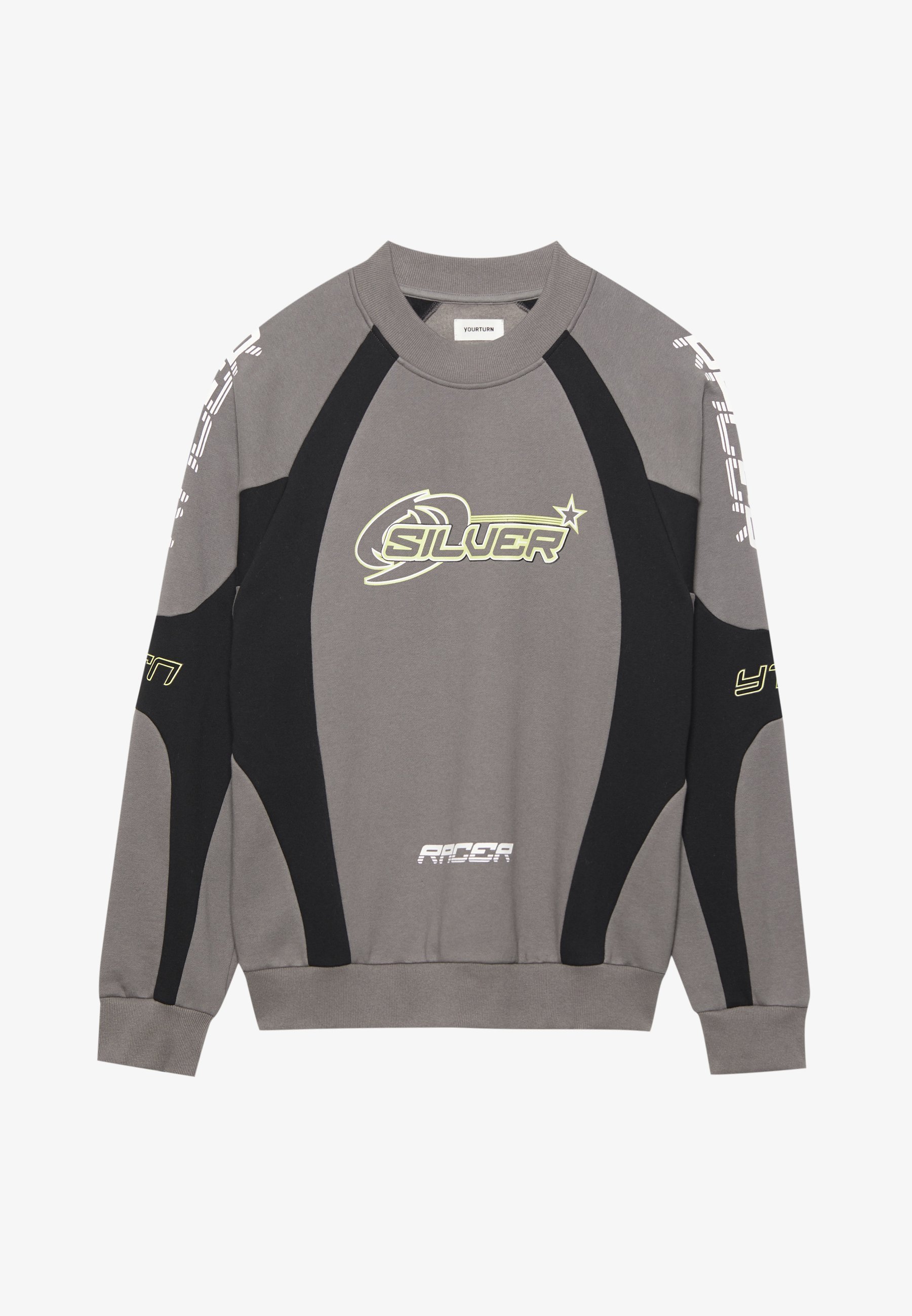Sweat-shirt unisexe surdimensionné YOURTURN SILVER RACER CREW - gris