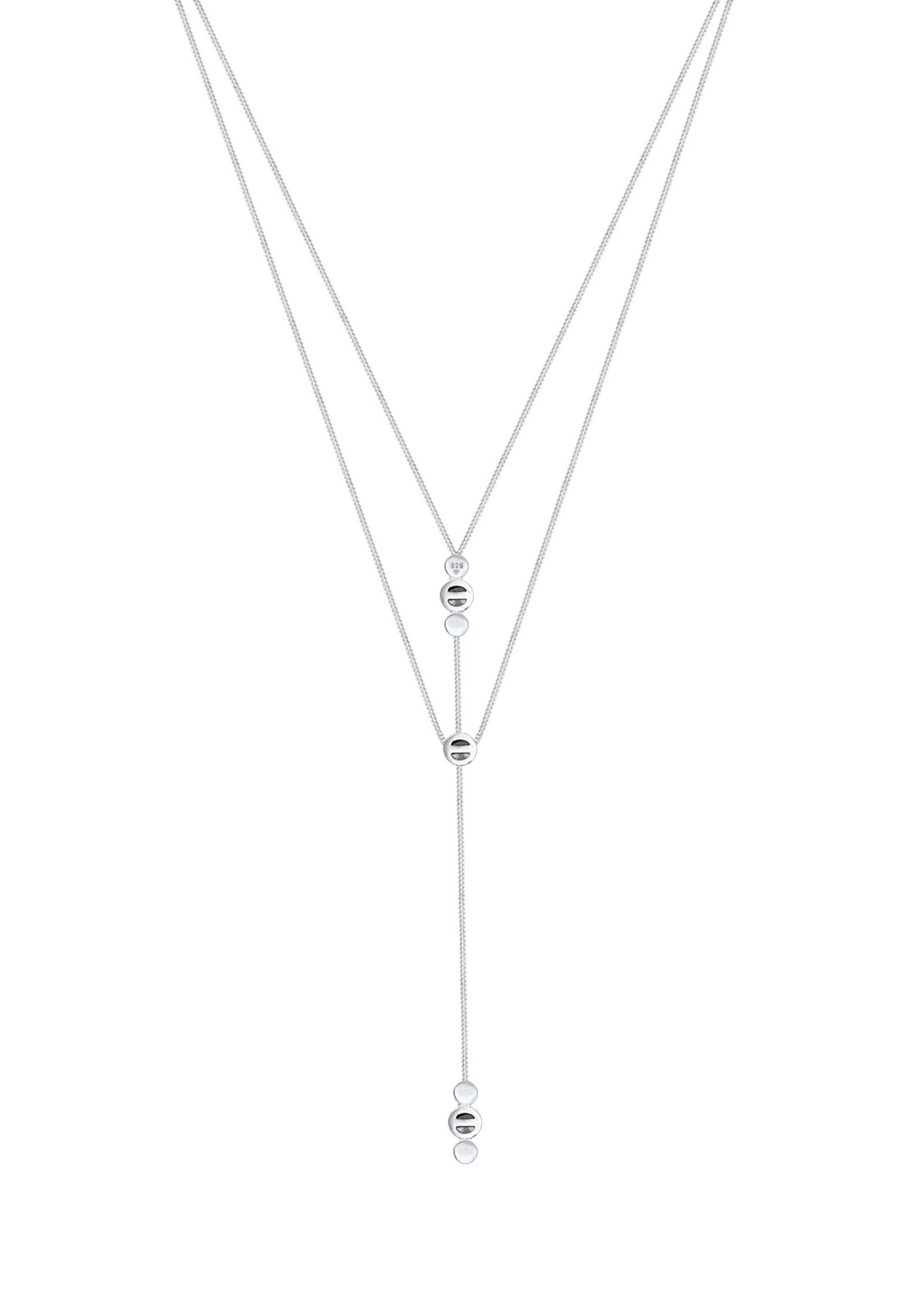 Elli Femmes Chaîne en Y Géo Couches avec Cristaux en Argent Sterling 925