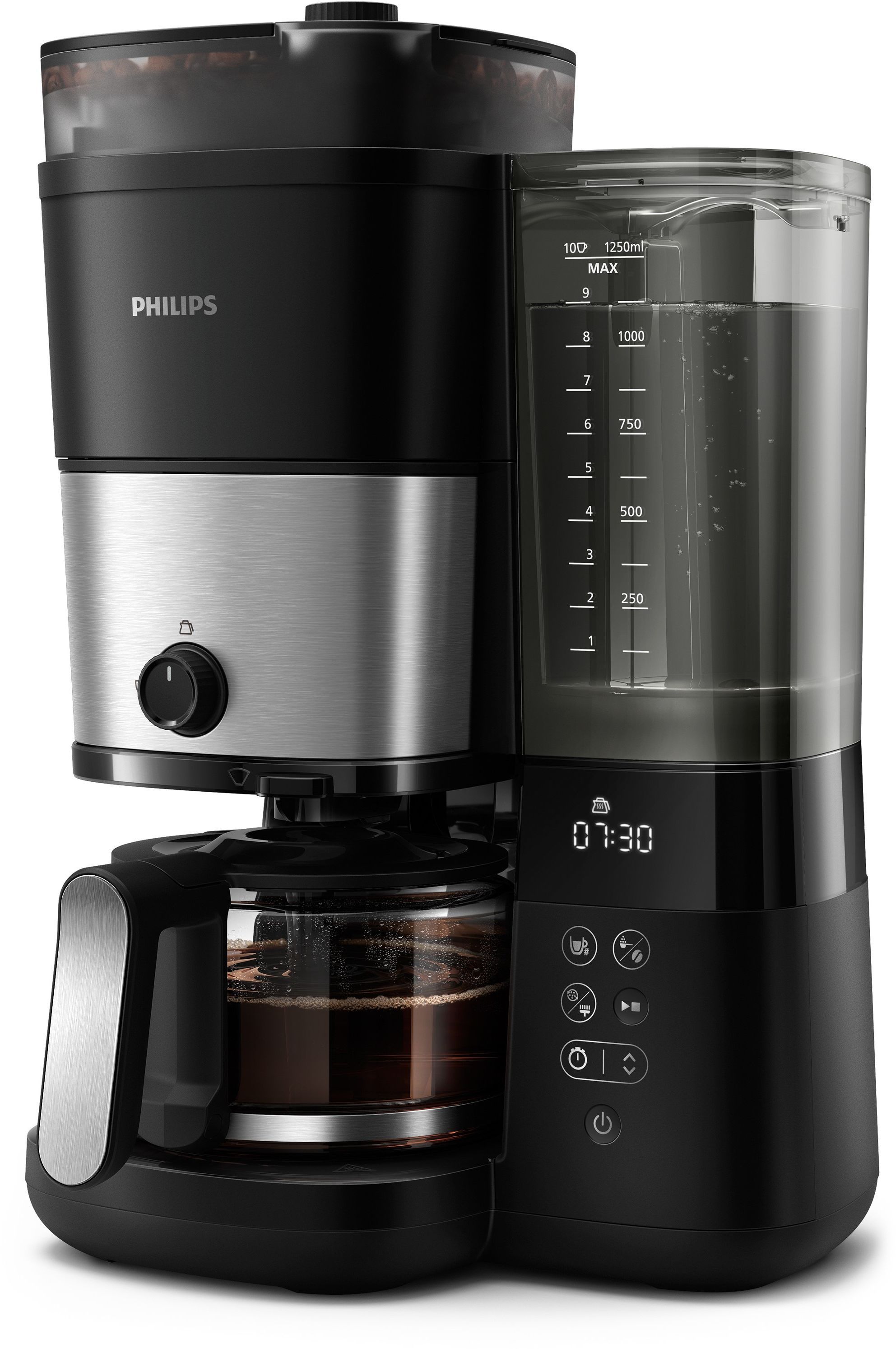 Cafetière filtre - PHILIPS - HD7888/01 - Grind & Brew avec broyeur - 1.25L - Métal