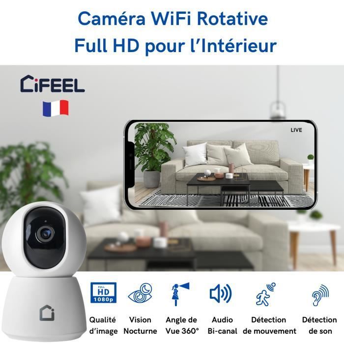 iFEEL Golf Camera Surveillance WiFi Interieur sans Fil Pivotante 360 Degrés FHD avec Vision Nocturne et Detecteur de Mouvement