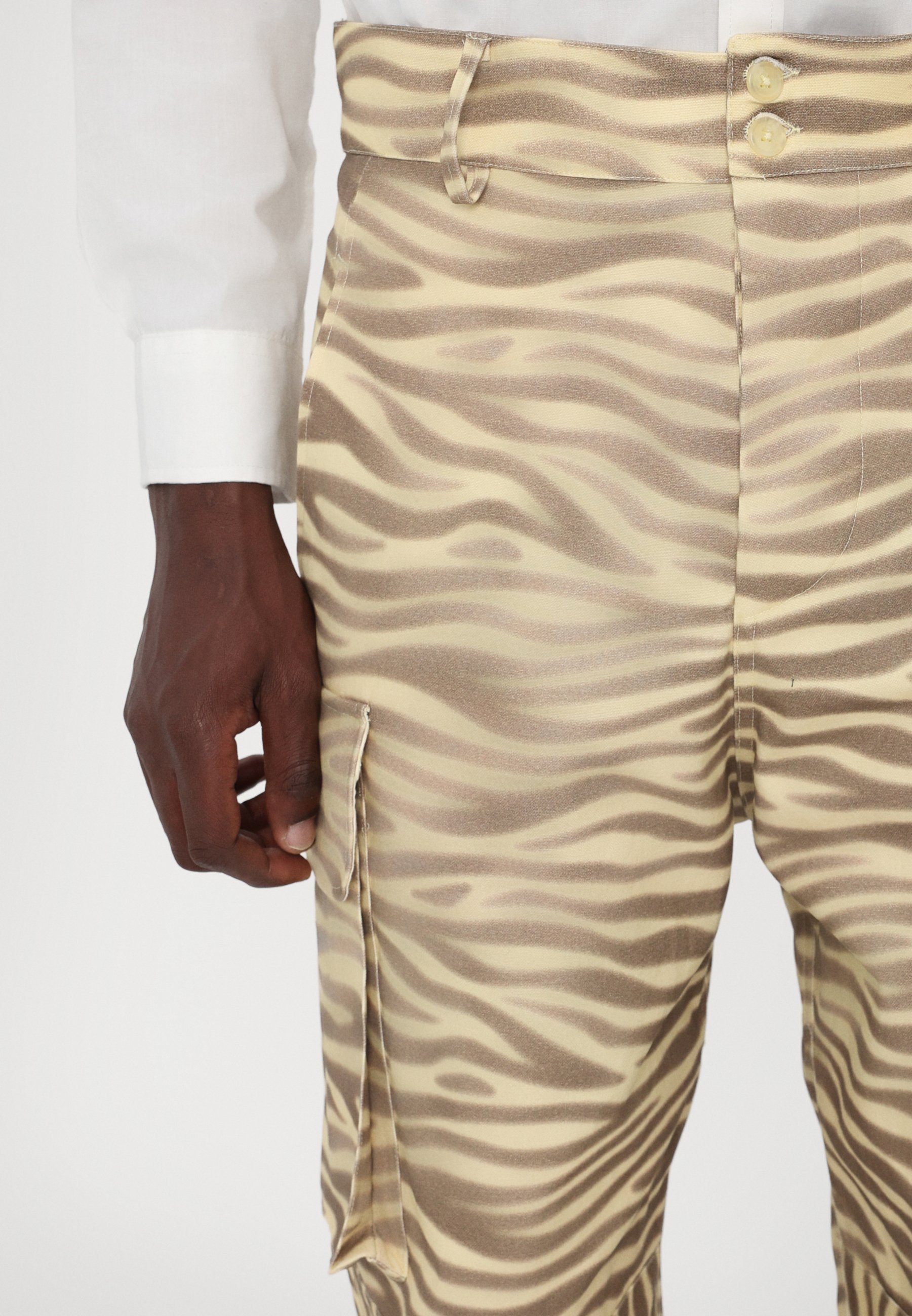Pantalon imprimé zèbre BlueMarble - Beige