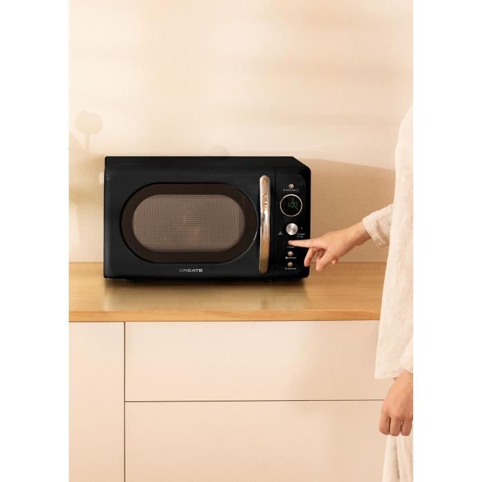 Micro-ondes rétro - Create - 20L - Gril 900W - Écran LCD - Facile à nettoyer