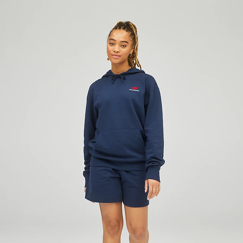 Bluzy z kapturem unisex z dzianiny frotte Uni-ssentials – NATURAL INDIGO