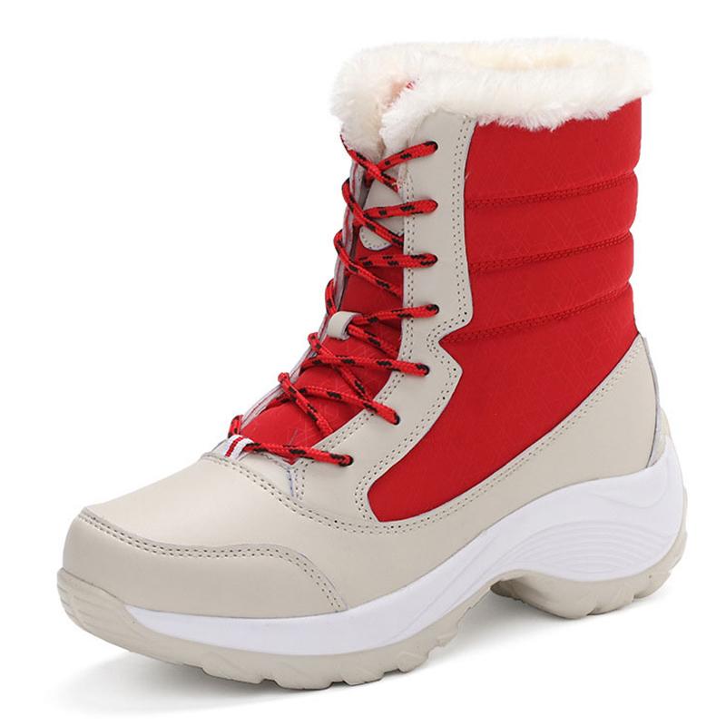 Bottes pour femmes, bottes de neige à plateforme, chaussures d'hiver, bottines en peluche à talons épais, bottes d'hiver pour femmes