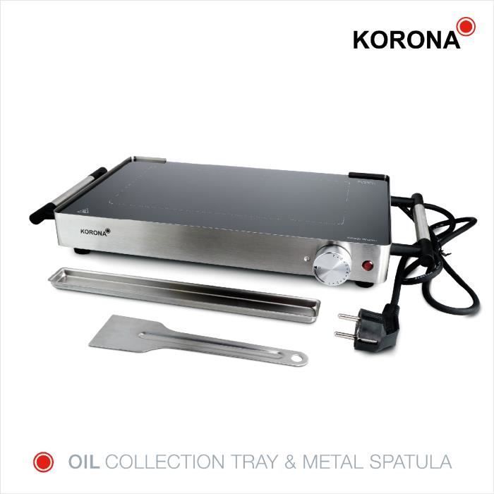 Plancha eléctrica Korona 46100 - 2 en 1 - Parrilla teppanyaki de cristal - 800 W