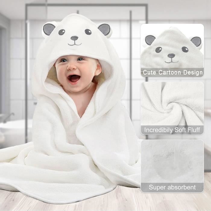 3PCS Serviette de Bain Bébé, Serviette à Capuche Bébé,Très Grand Serviette De Bain Bebe Cape (80 X 80 cm), Cadeau Naissance