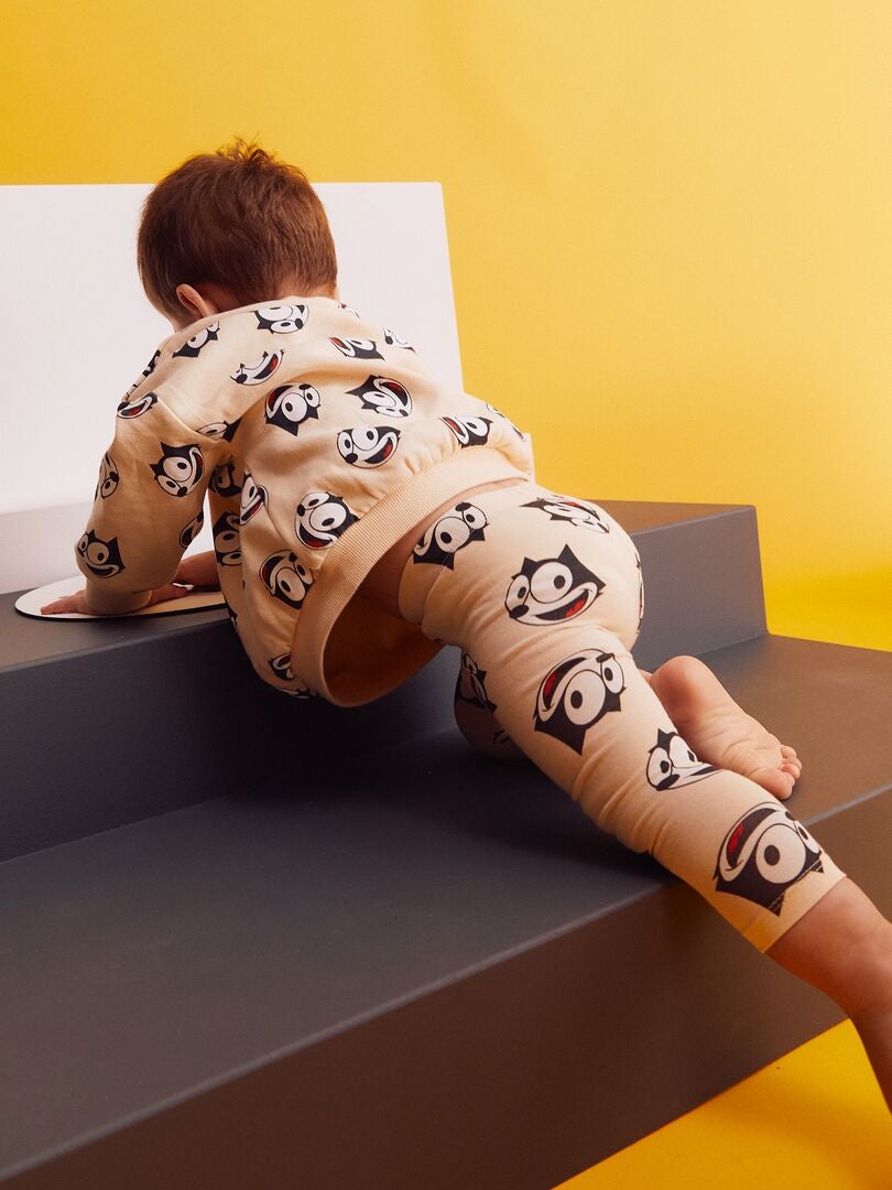 Leggings met 'Felix de kat'-print - BEIGE
