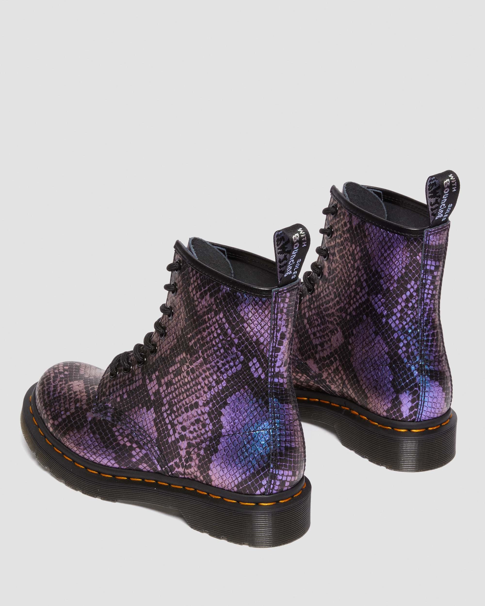 1460 Snake Print Emboss Leather Lace Up Boots