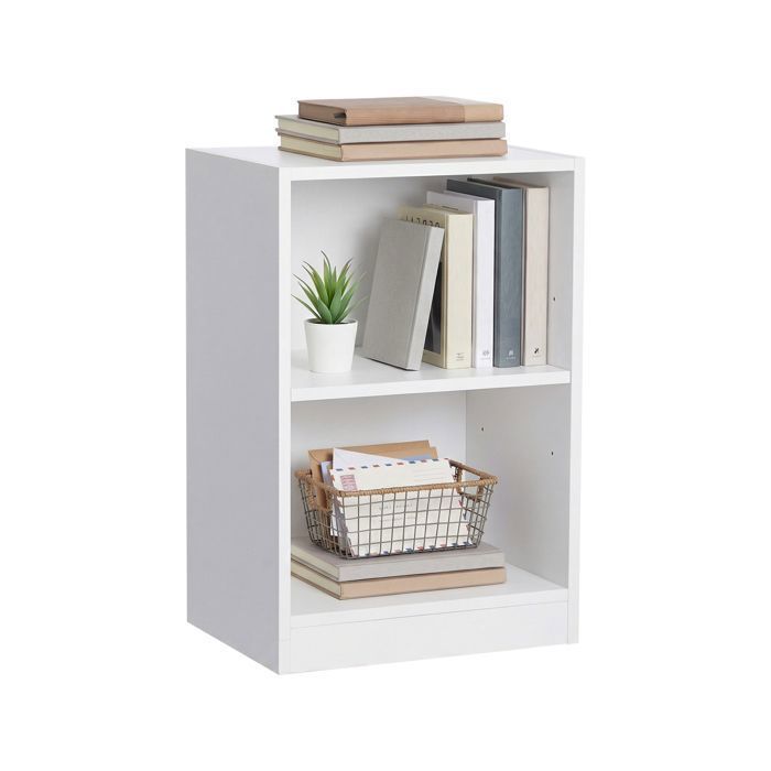 Bedside table, versatile with adjustable shelf, open compartments, for living room or bedroom, white