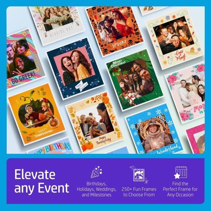 HP Sprocket Photobooth — 3x4 Instant Photo Printer, Pink, Wi-Fi, ZINK, 10.1